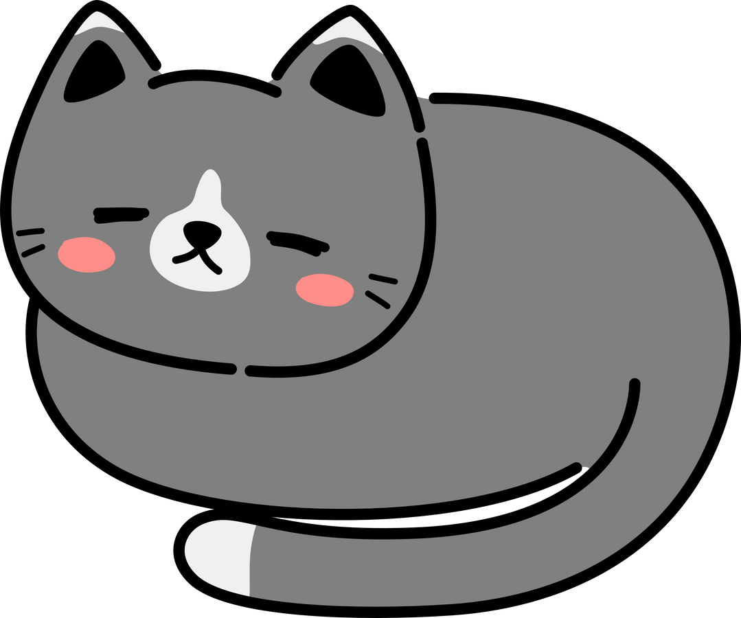 sleeping black cat flat design cartoon doodle element
